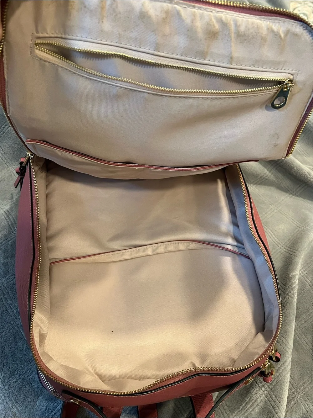Calpak Rose Leather Backpack with Whipstitch Trim